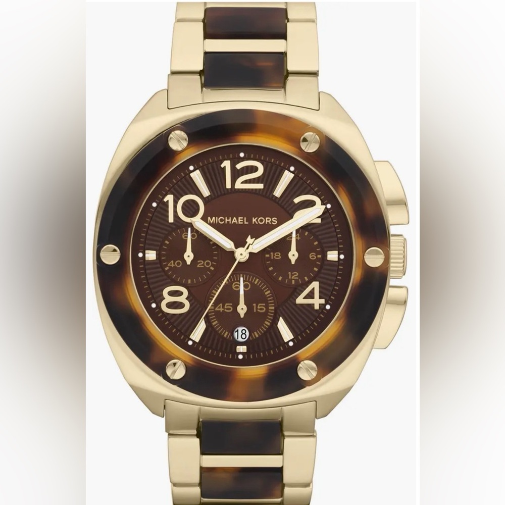 Michael Kors Gold and Tortoise Chronograph Watch